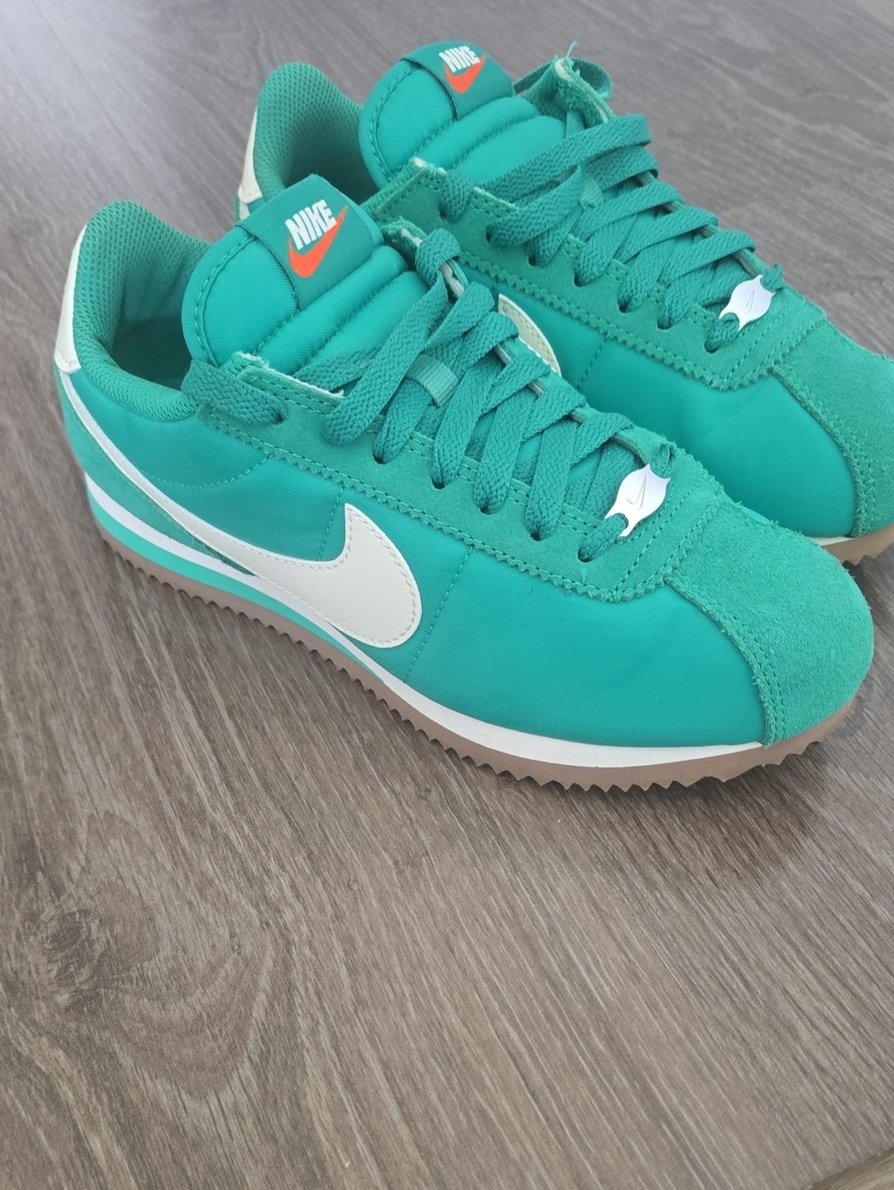 Nike Green and White Classic Cortez Sneakers